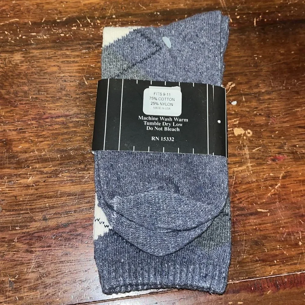 Vintage Top Flite classic Crew Argyle Golf Casual Gray White Made in USA Socks